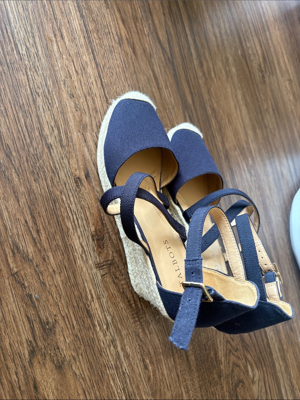 Talbots Navy Canvas Espadrille Wedges with Ankle Straps size 9 - Picture 3 of 4